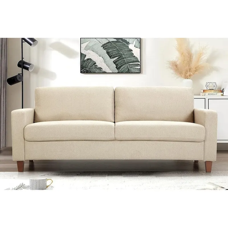 Miles Mid Century Modern Couch 3 Seater Sofa with Reversible Back Pillows Large
