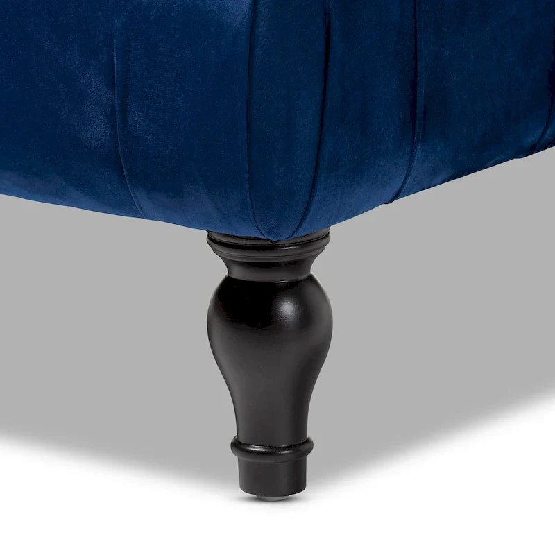 Transitional Velvet Fabric Cocktail Ottoman