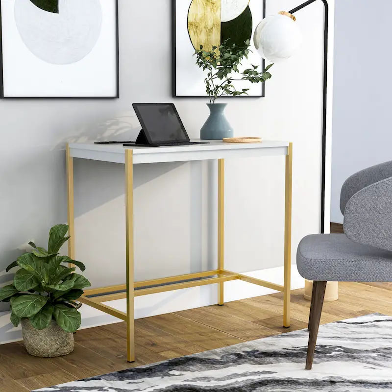 Belzie Modern 30-inch Steel Computer Desk with USB Ports by Furniture of America