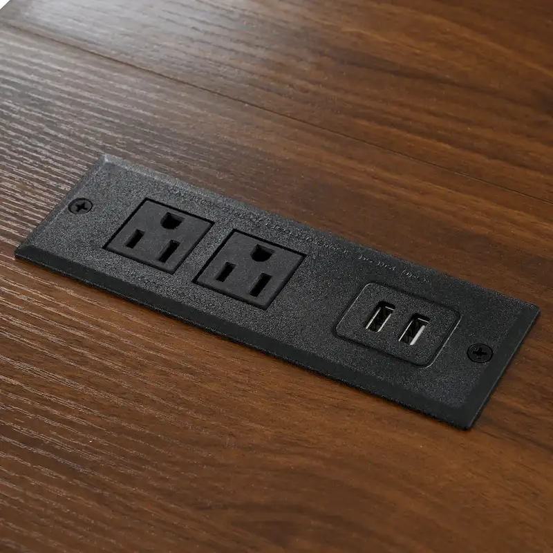 Farmhouse Kitchen Island with Power Outlet and Rolling Cart