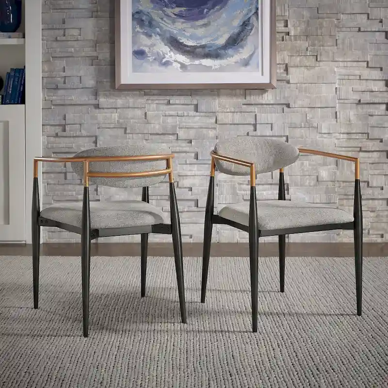 Mid-century Dining Chair with Two-tone Copper & Black Finish (Set of 2)