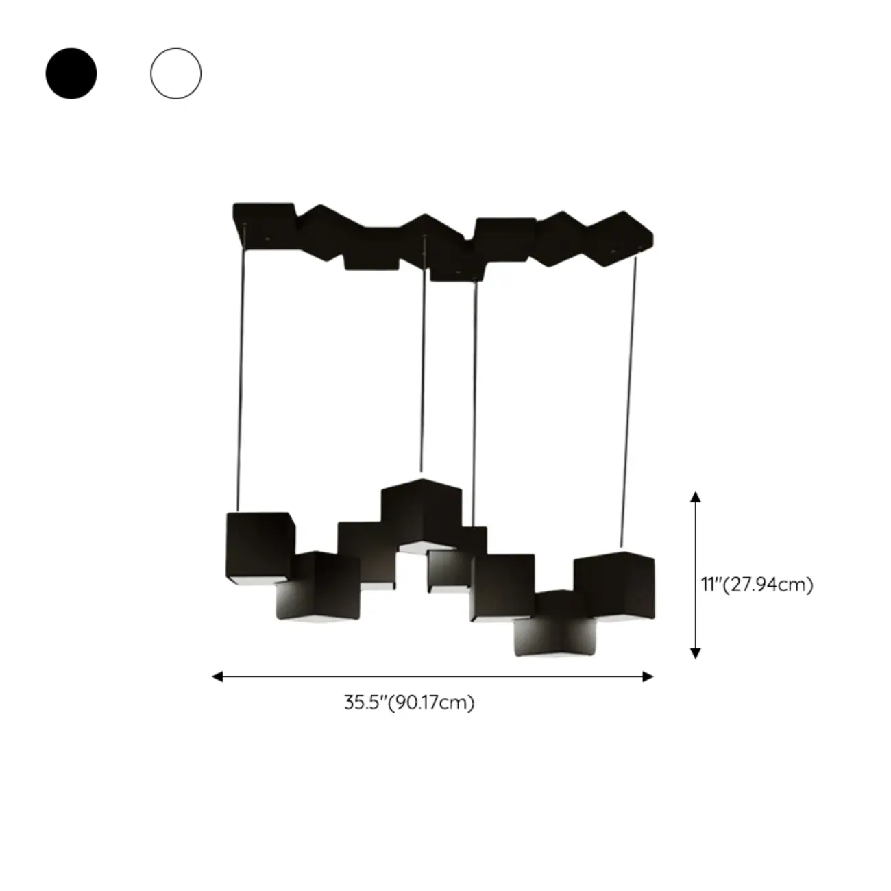 White Cube Modern Island Pendant Light, Adjustable