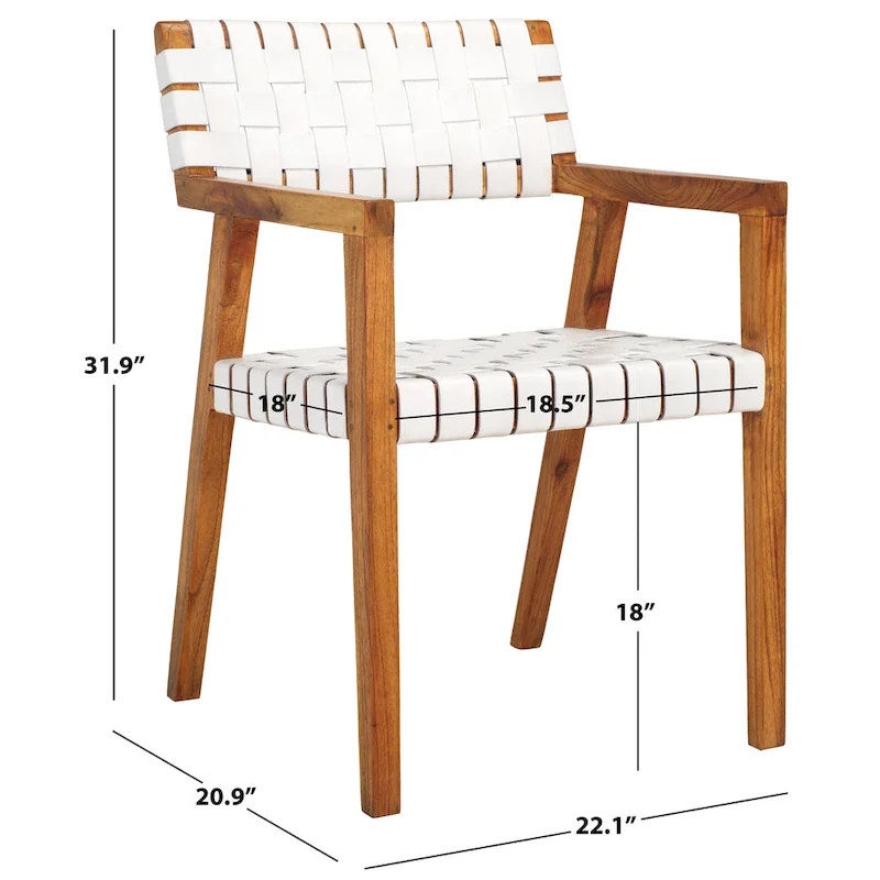 SAFAVIEH Gerda Woven Leather Dining Room Chair - 22.1 W x 20.9 L x 31.9 H - 22Wx21Dx32H
