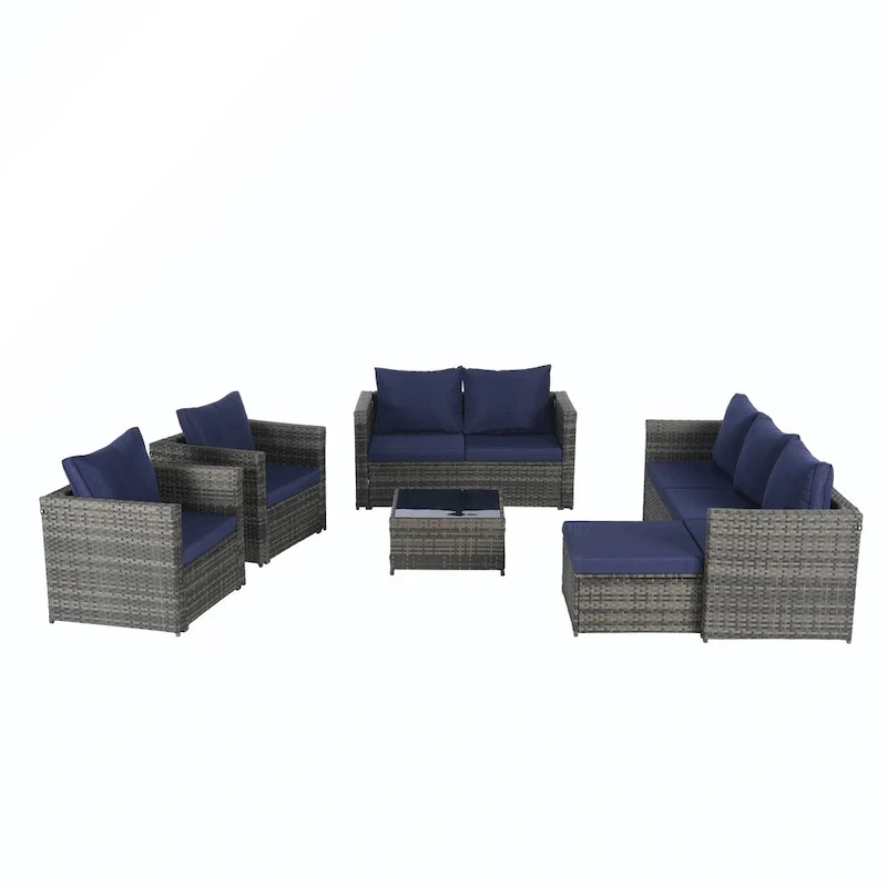 6PCS Rattan Convrtsation Set With Glass Table
