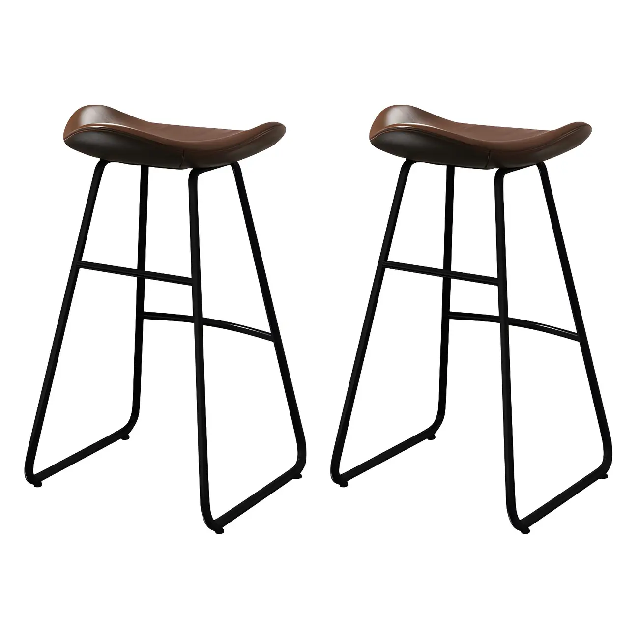 Classic Brown Saddle Leather Counter Height Bar Stools