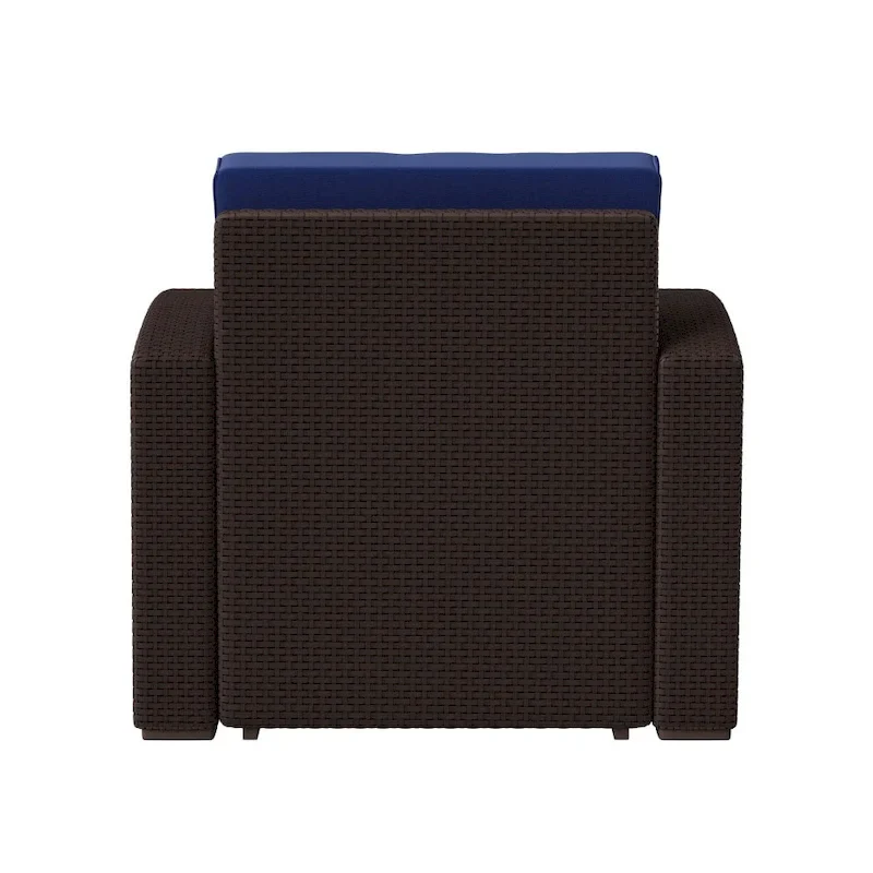 Faux Rattan Chair with All-Weather Cushion