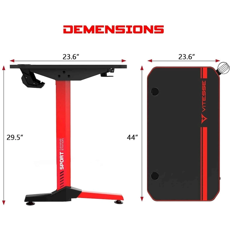 BOSSIN Ergonomic Gaming Desk T-Shaped Office PC Computer Desk with Full Desk Mouse Pad, Handle Rack, Cup Holder Headphone Hook