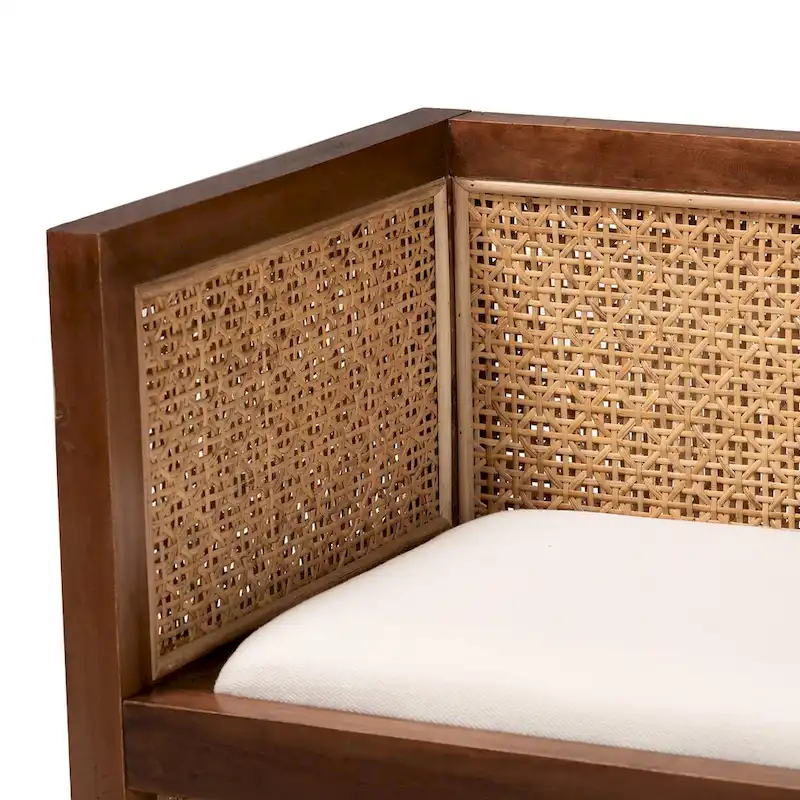 Lovina Bohemian Light Honey Rattan and Acacia Wood Accent Bench