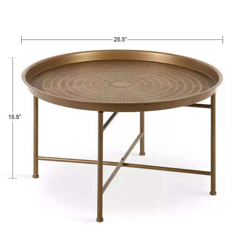 Kate and Laurel Mahdavi Round Metal Coffee Table, 25.5x25.5x15.5, Gold