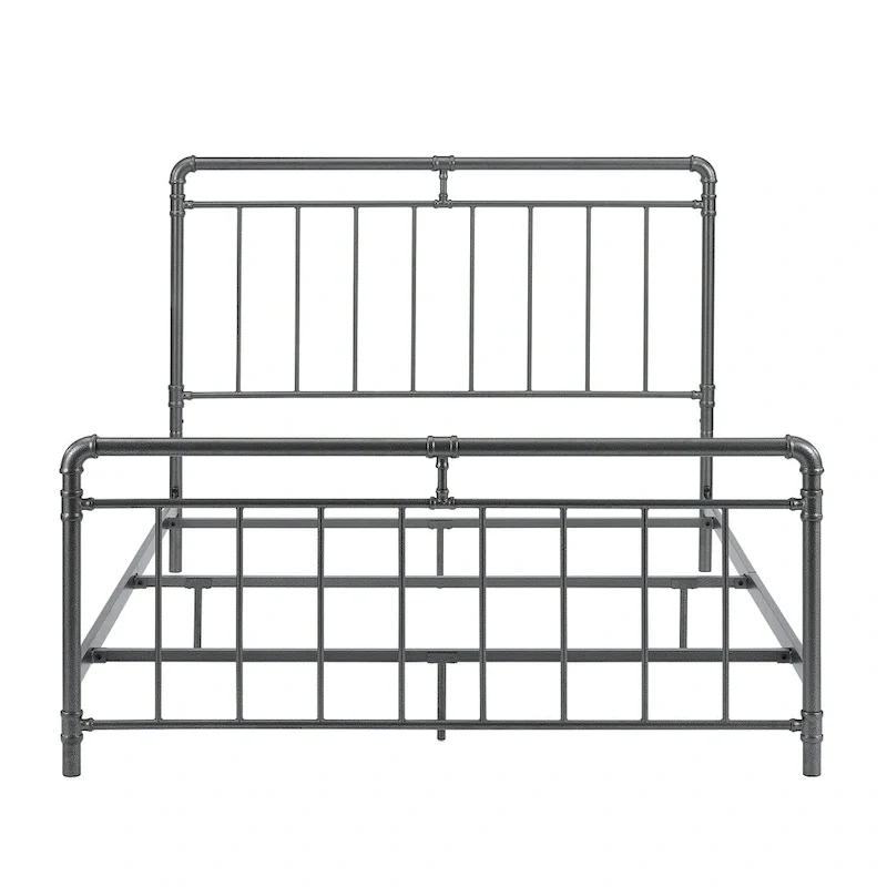 Retro Charcoal Black Metal Bed