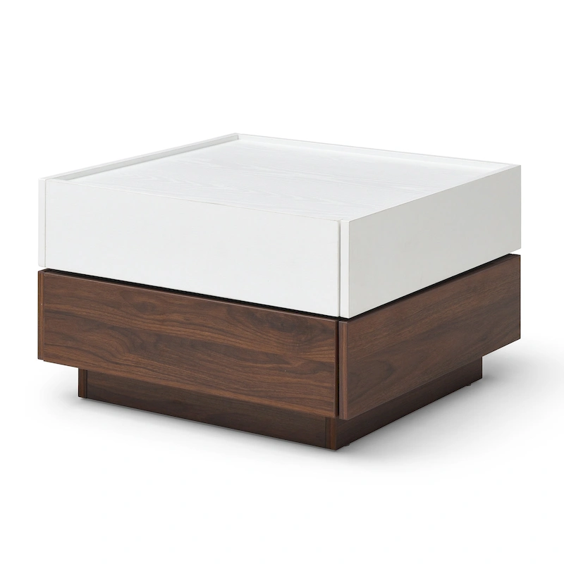 Modern Rotating Coffee Table with Two Hidden Storage Compartments and Two Drawers