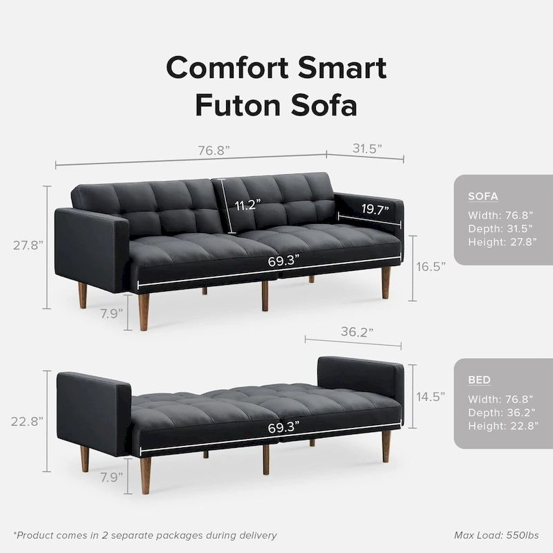 Mopio Aaron Futon Convertible Sofa Sleeper Futon