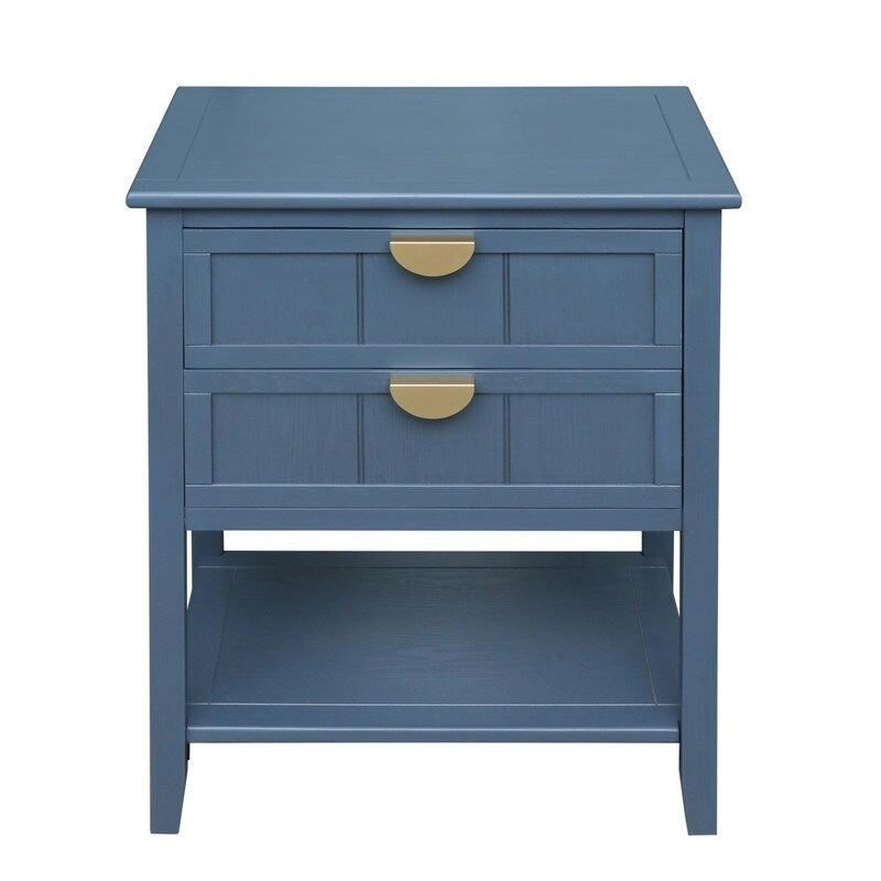 American Style Side Table End Table with 2 Drawer