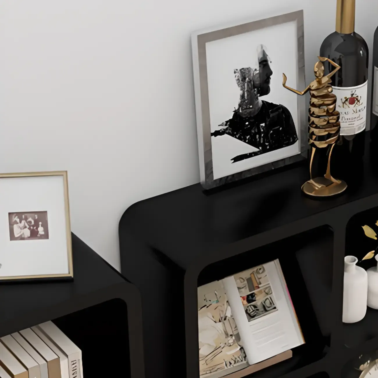 Simple Wooden Closed Back Bookcase in Black