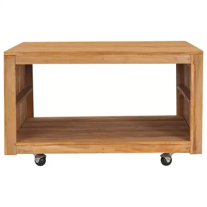 vidaXL Coffee Table Side Table End Sofa Table with Wheels Solid Wood Teak - 31.5 x 31.5 x 15.7