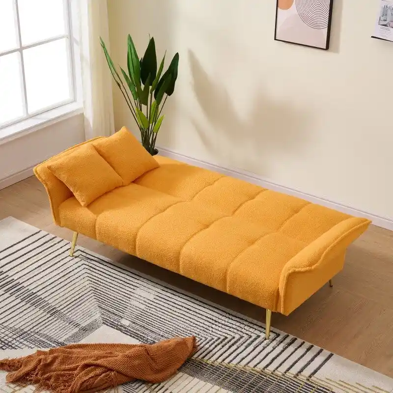 79.92  Teddy Velvet Upholstered Sofa Bed with Adjustable Back and Armrests