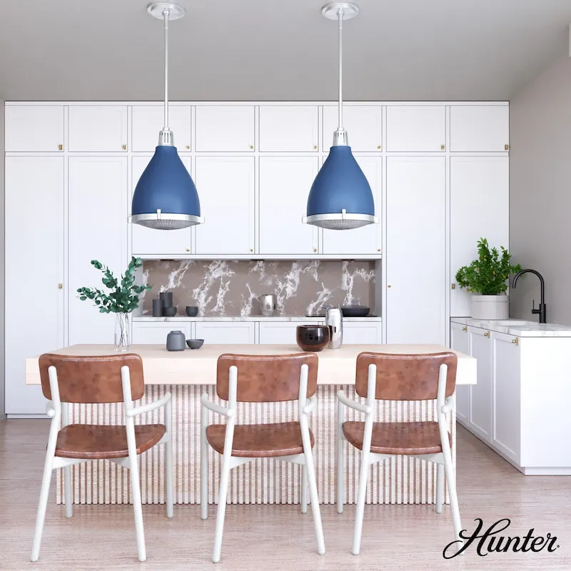 Hunter Bluff View Retro 16  3-Light Pendant - Kitchen Island, Dining Room, Entry - Mid-Century Modern, Industrial, Transitional