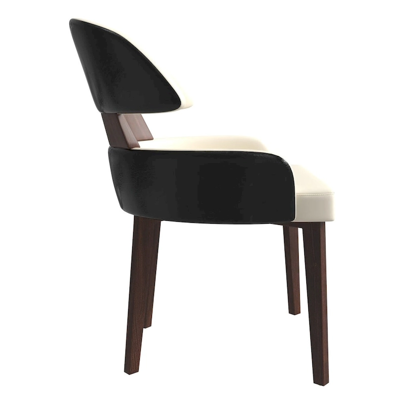 Leather Dining Chair with a Curved Back in Rubberwood Ethos Series by LeisureMod