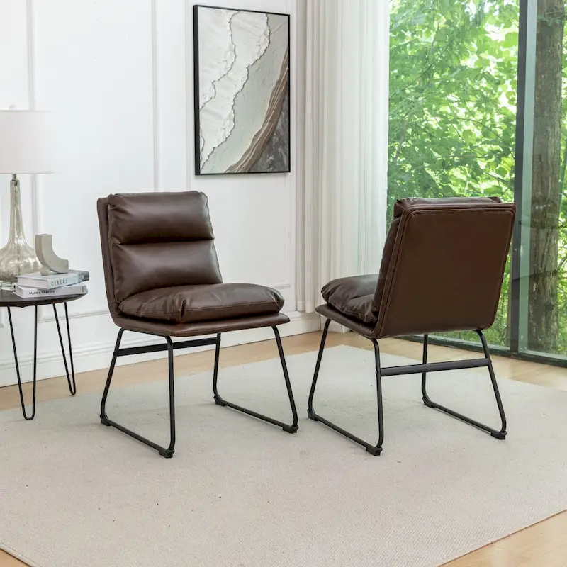 Roundhill Furniture Milos Upholstered Dining Chairs, Set of 2 - N/A