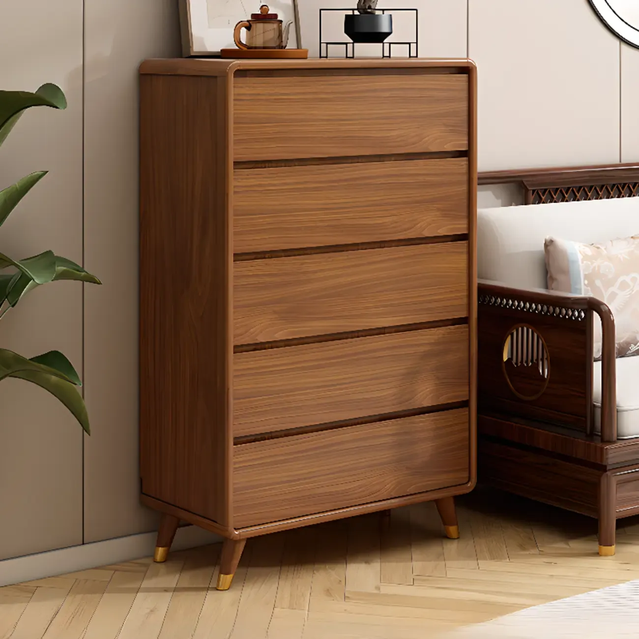Cube Brown Wooden Console Chest in 8-Drawer