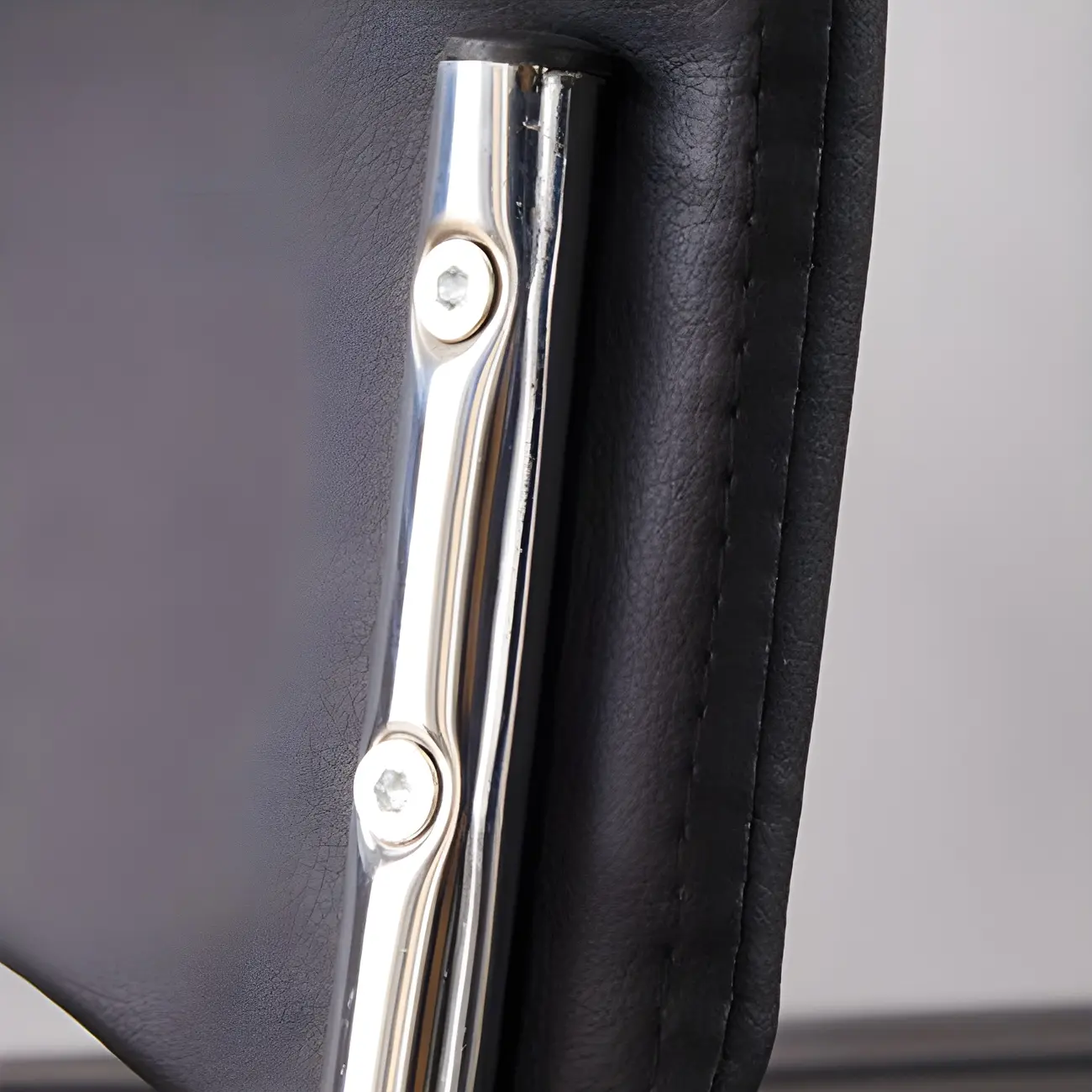 Modern Black Steel Leather Upholstered Office Chair