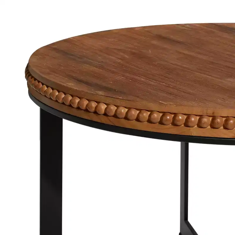 Industrial Wood and Metal Coffee Table Brown - Olivia & May: No Assembly, Sturdy Iron Legs