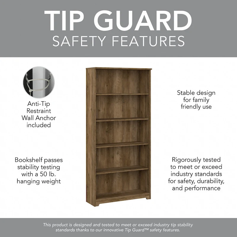 Cabot 60W L-Desk with Hutch, Cabinet and Bookcase by Bush Furniture