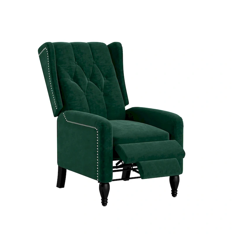 Velvet Wingback Push Back Recliner Chair