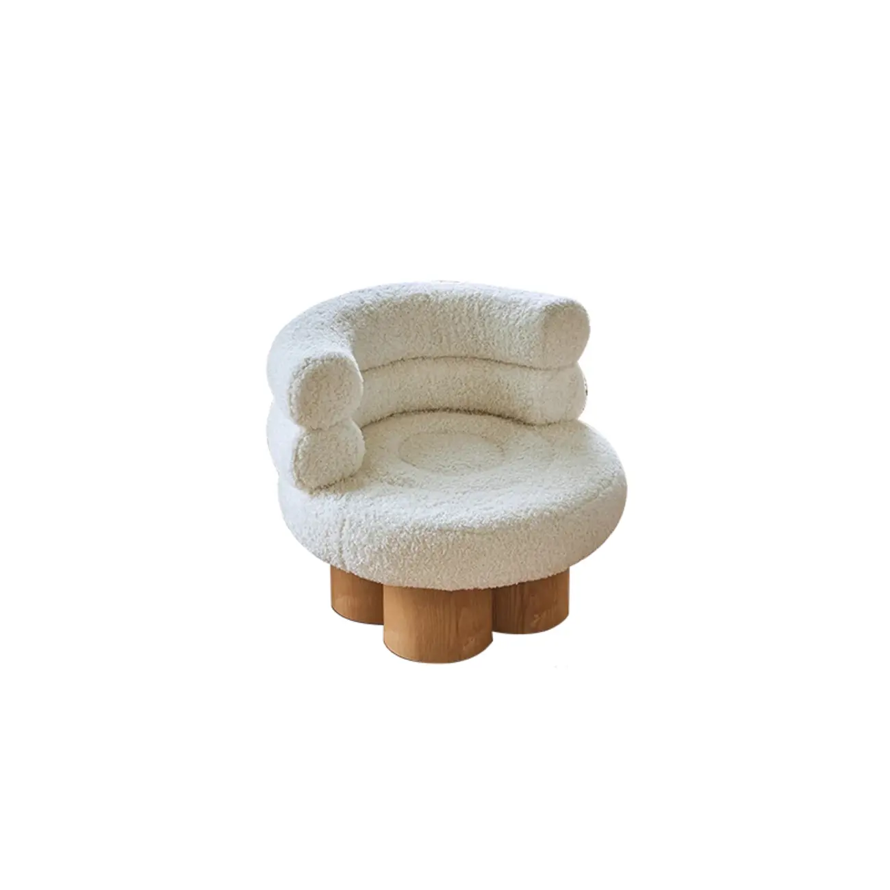 Contemporary White Sherpa Barrel Accent Chair Living Room
