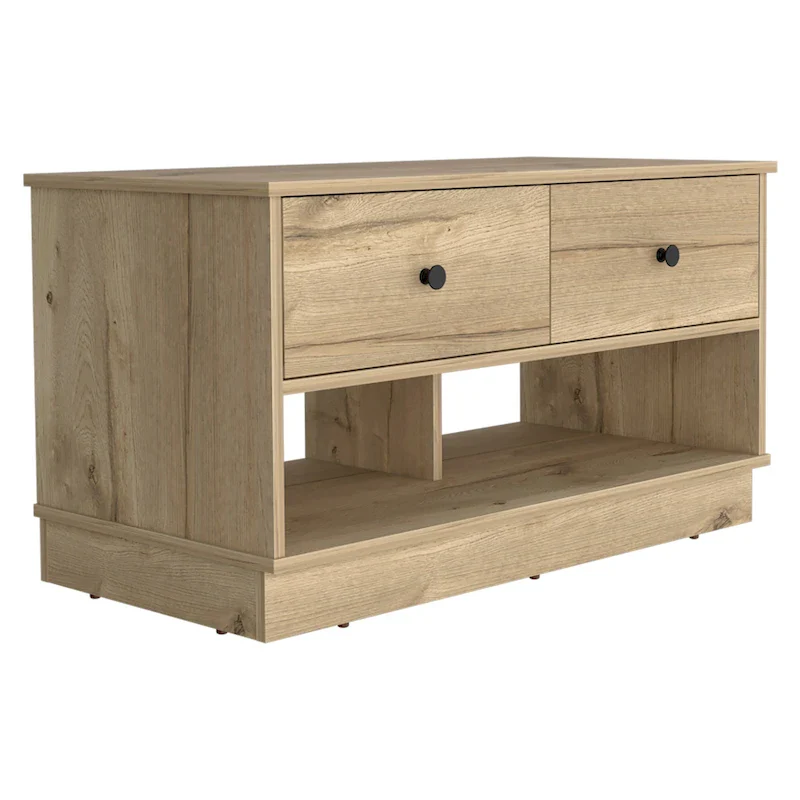 Storage Bench with 2 Drawers and 2 Open Shelves