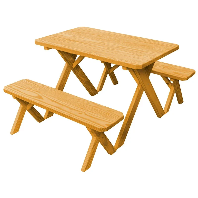 Pine 5' Cross-Leg Picnic Table with 2 Benches