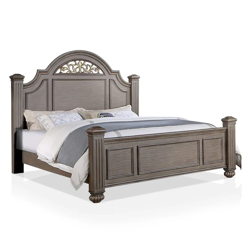 Vame Traditional Grey Wood 5-Piece Poster Bedroom Set by Furniture of America