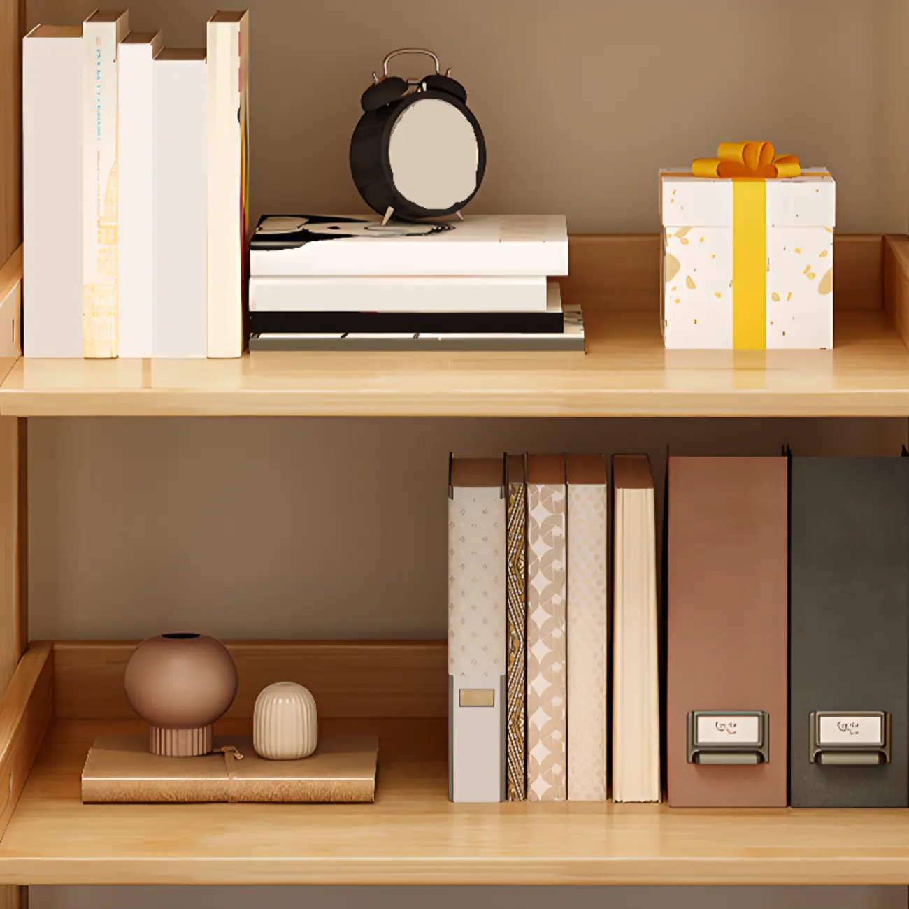 Scandinavian Rectangle Wood 5-Tier Ladder Bookcase