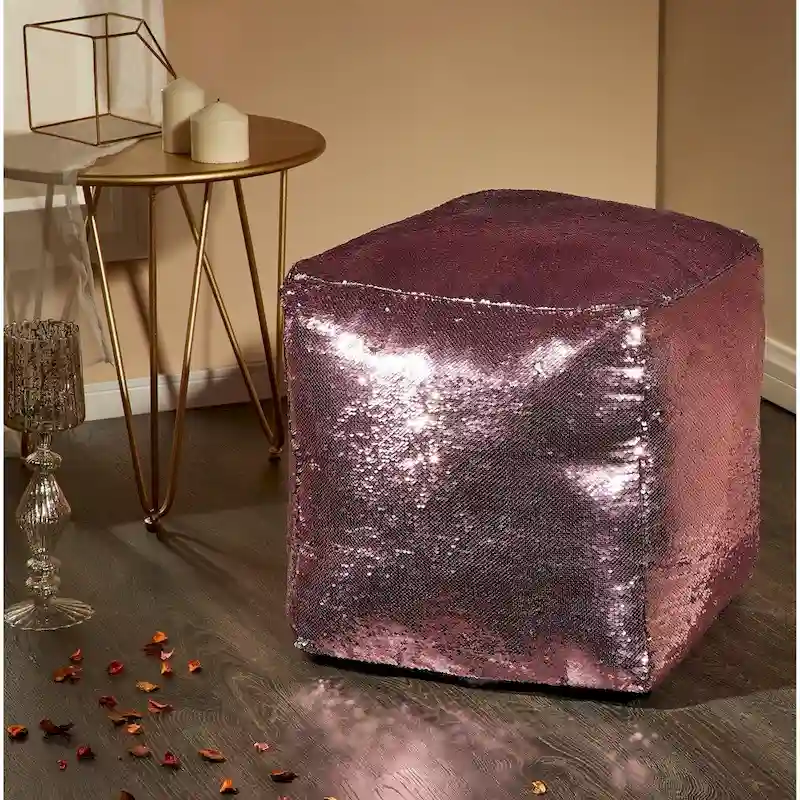 Reversible Sequin Mermaid Pouf