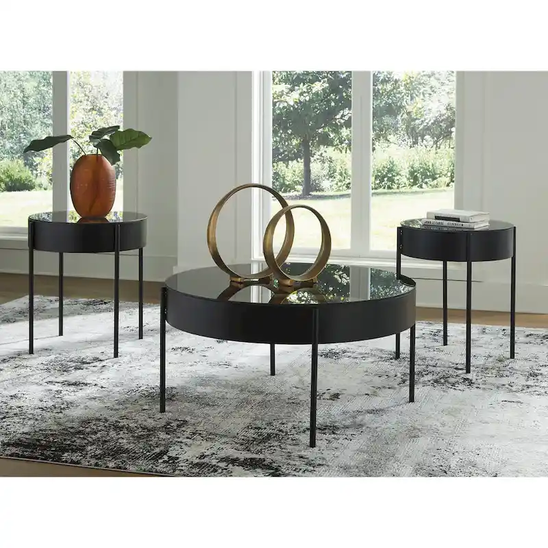 Signature Design by Ashley Ardoline Black Occasional Table Set (Set of 3) - 36  W x 36  D x 18.25  H