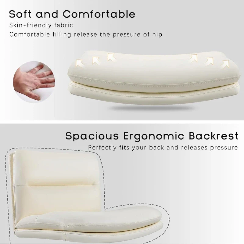 Bossin Criss Cross Chair with Wheels,PU Leather Armless Cross Legged Office chair, Adjustable Wide Seat Task Vanity Chair