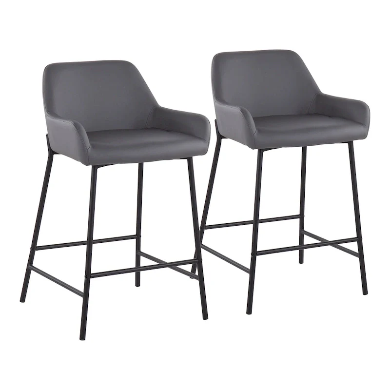 Galotti Black Fixed-Height Upholstered Counter Stool - Set of 2