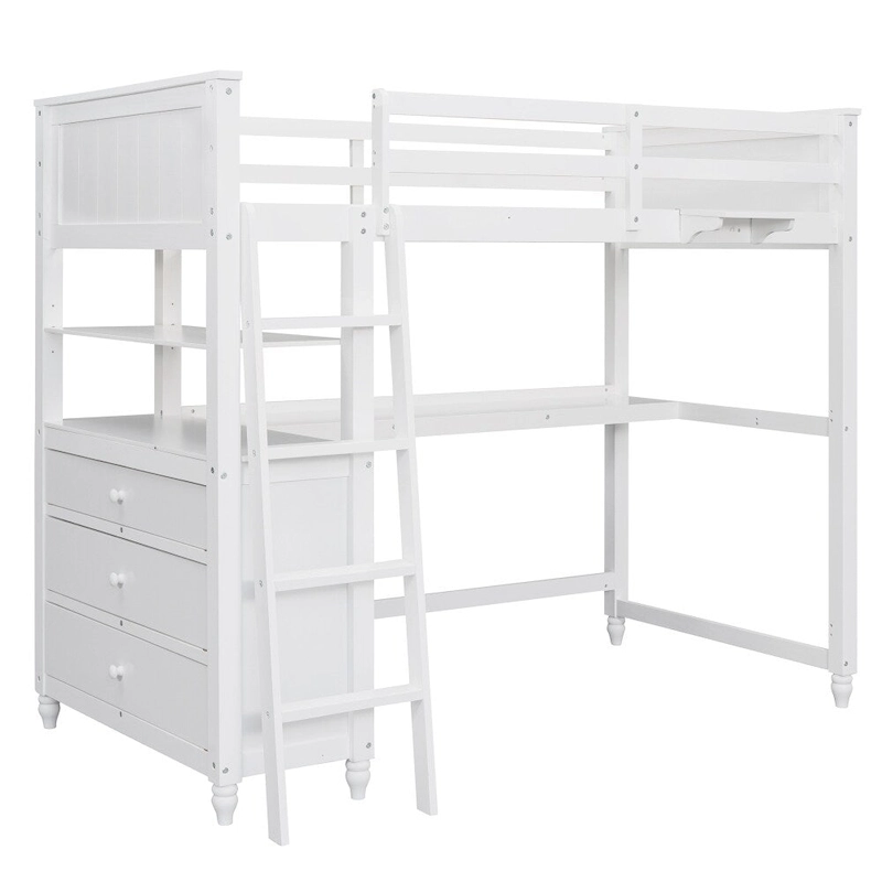 Twin Size Loft Bed with Drawers and Desk