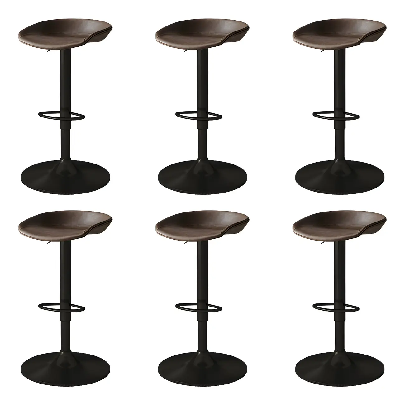 Modern Leather Black Pedestal Swivel Adjustable Bar Stool