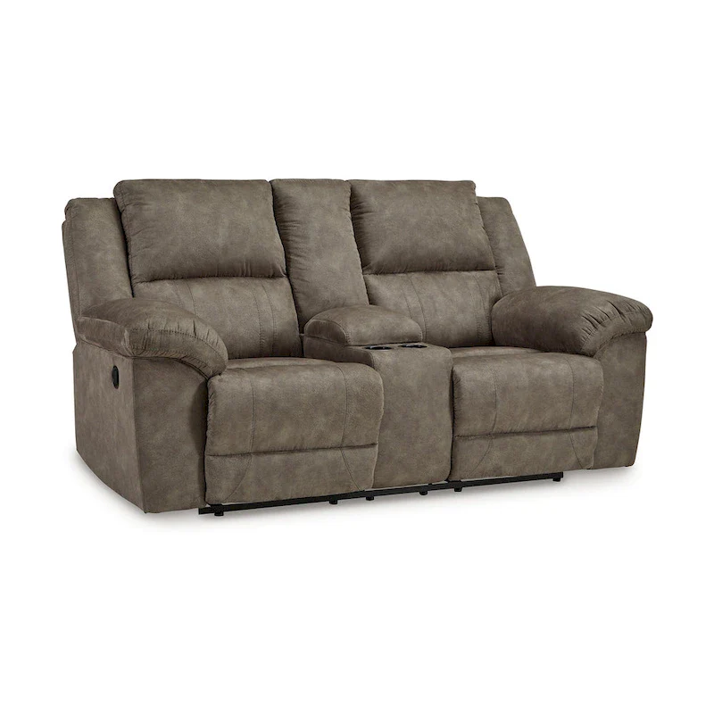 Larson Manual Double Recliner Oversize Loveseat, Brown Faux Leather