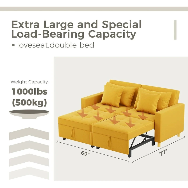 AECOJOY 3-in-1 Sofa Bed Double Sleeper Chair Bed