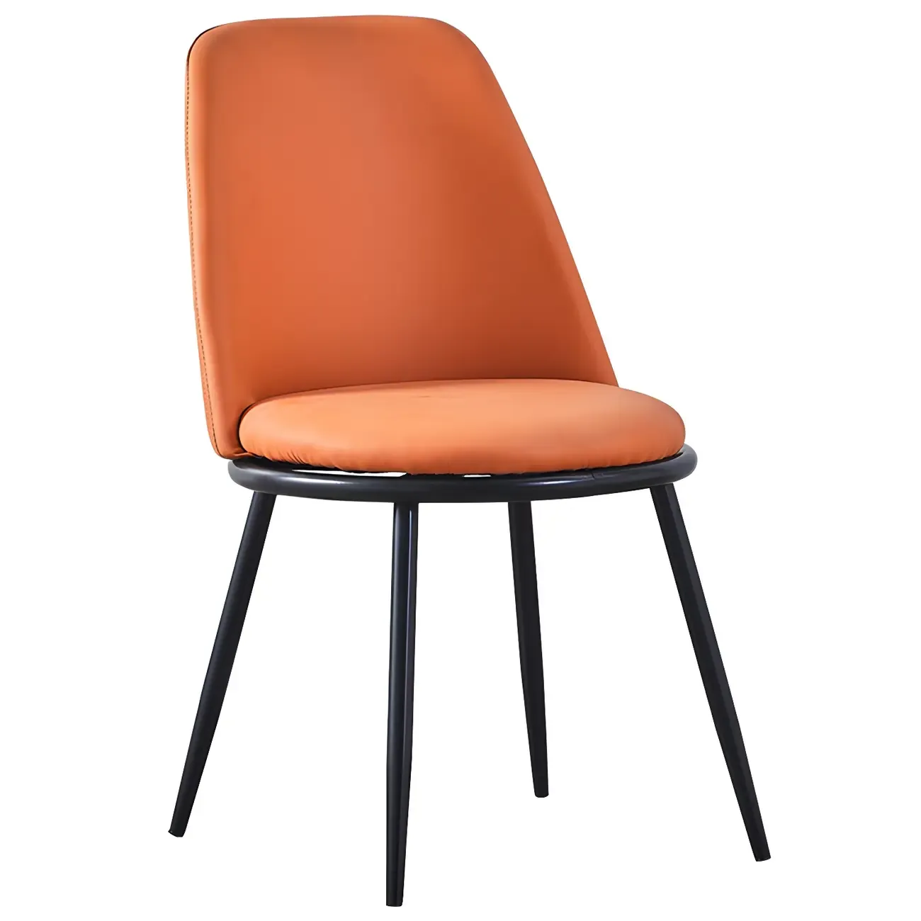 Glam Scandinavian Leather Armless Dining Chairs Metal Frame