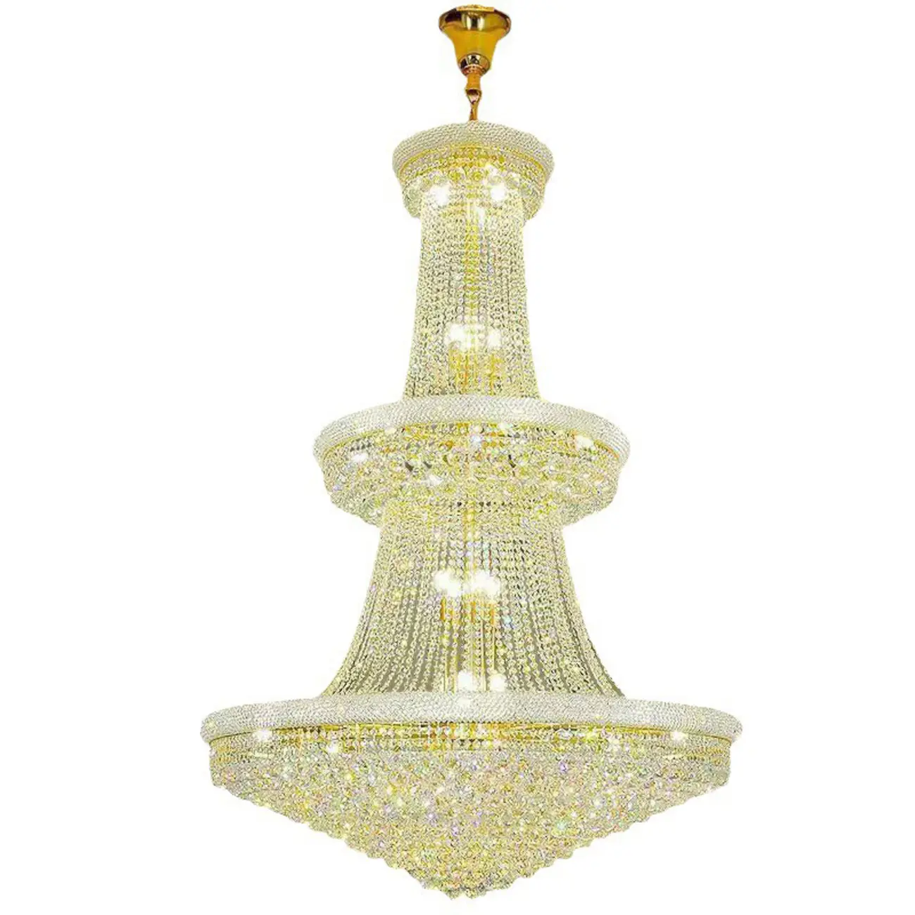 Adjustable Grand Gold Clear Crystal Chandelier