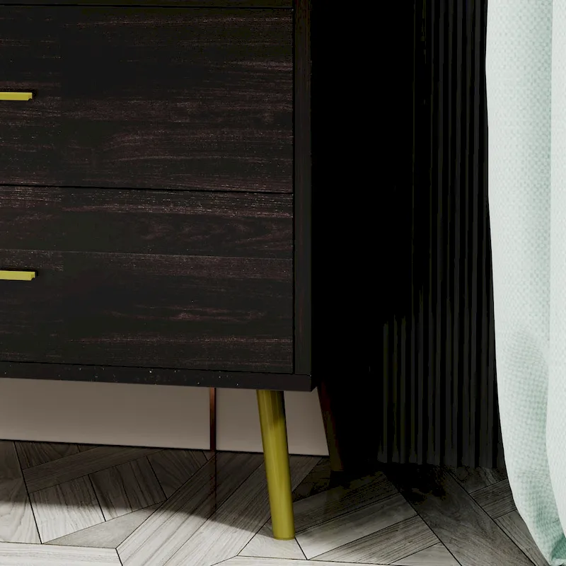 6 Drawer Larget Chest&Dresser With Golden Metal Handles