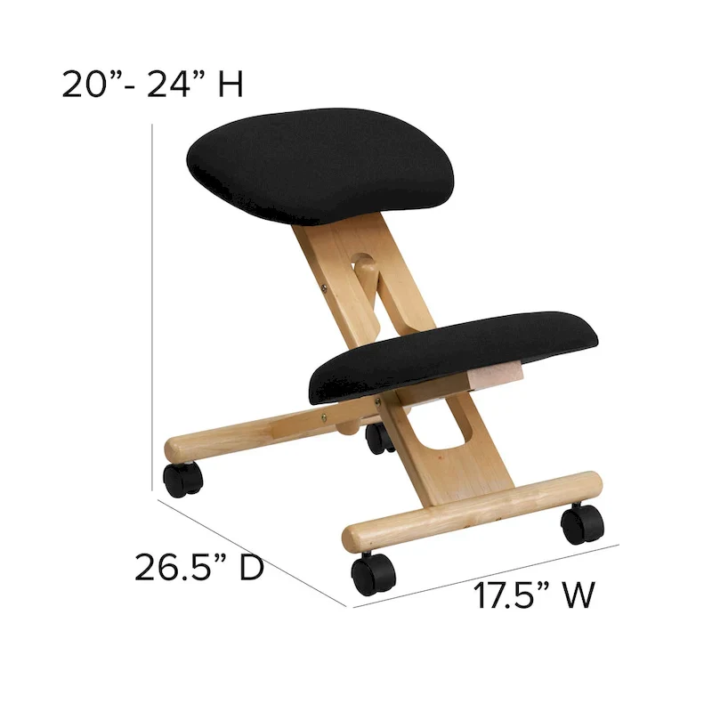 Wooden Ergonomic Kneeling Office Chair in Fabric