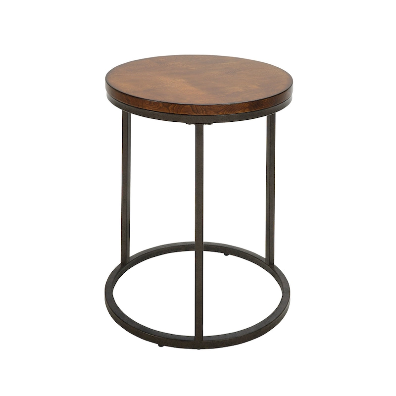 Carolina Living Orson 18 Round Top Accent Table - Chestnut/Industrial