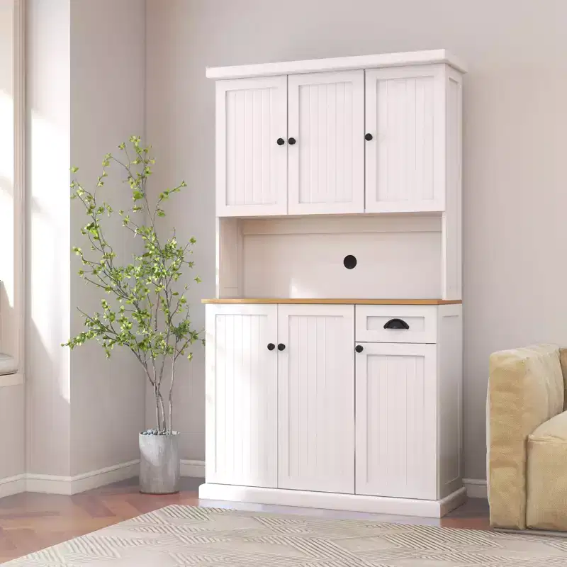 AndMakers Wood 39.76 in. Pantry Cabinet with Adjustable Shelves