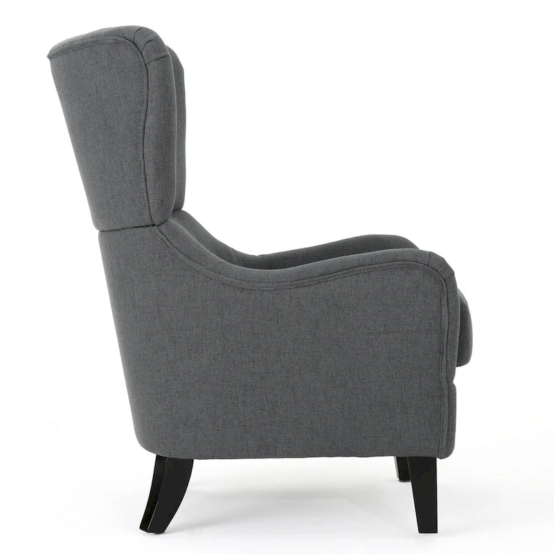Charcoal 27 High Back Accent Chair with Wing Back and Birch Legs