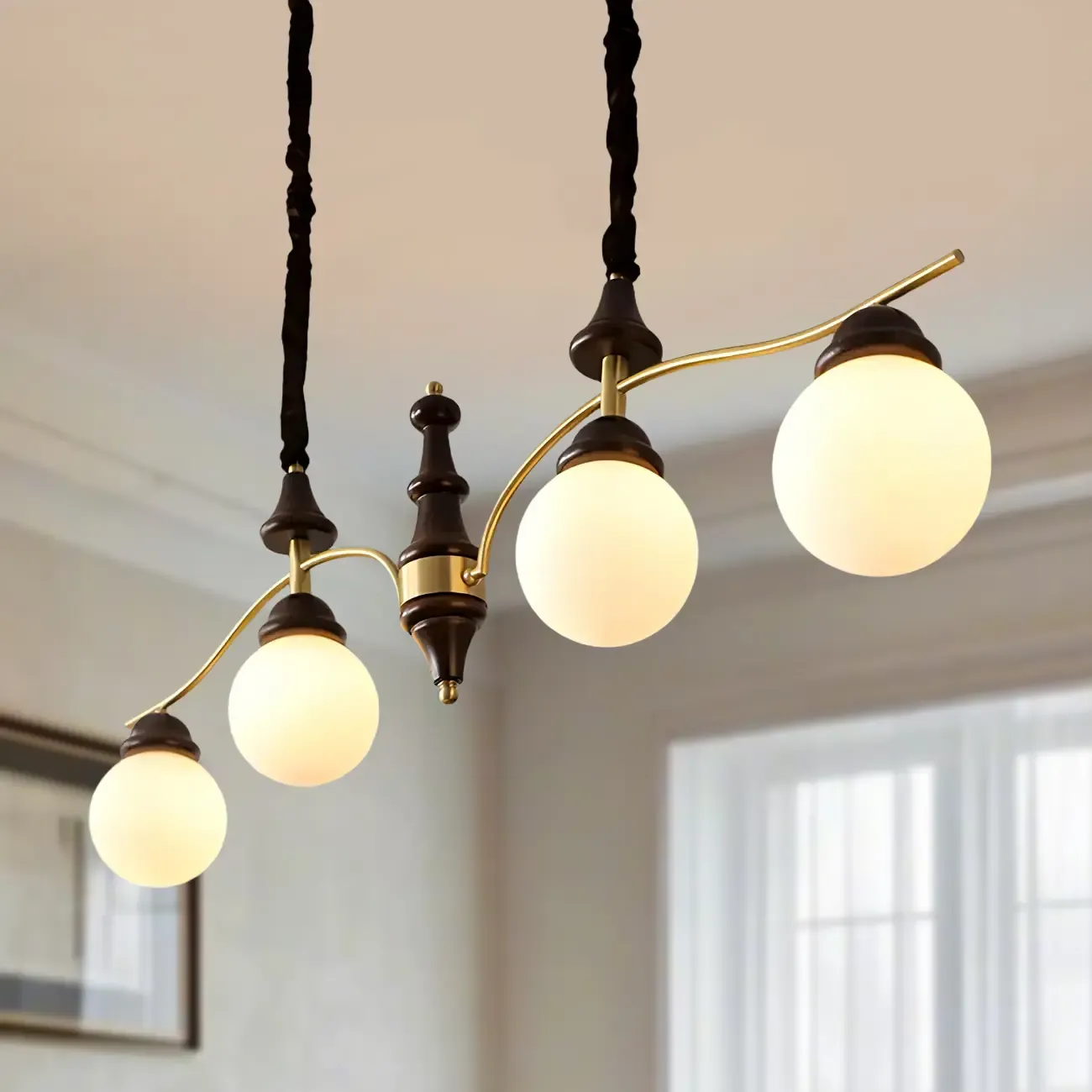 Kitchen Modern Brown Glass Globe Island Pendant Light