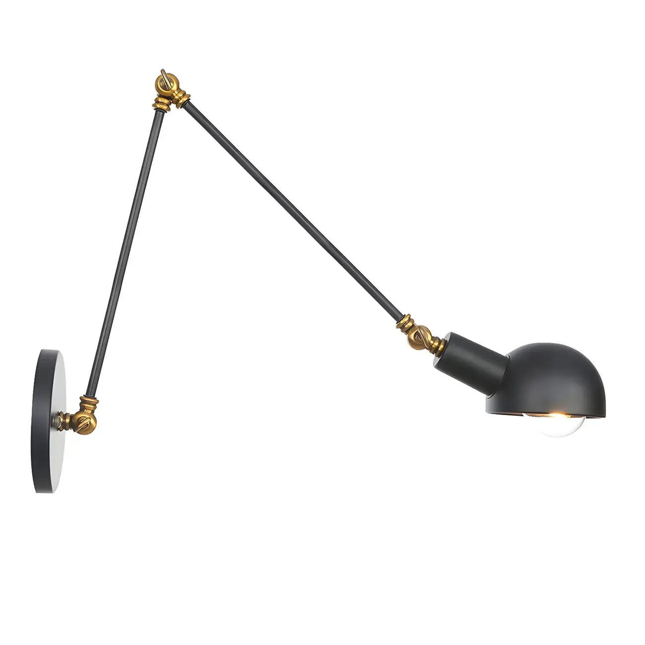 Adjustable Industrial Dome Swing Arm Wall Light